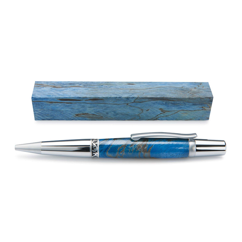 Stabilized & Dyed Spalted Tamarind Pen Blank - 3/4" x 3/4" x 5" - Color:Blue